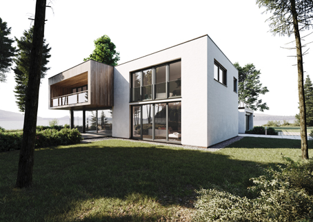 Outside of a house with glass doors