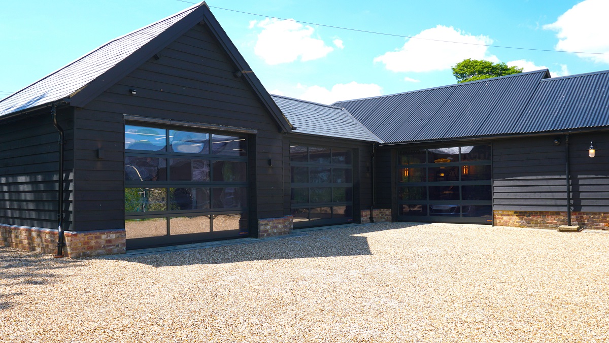 A barn converted into a garage