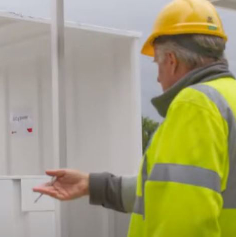 A Covid-secure inspector at a construction site.