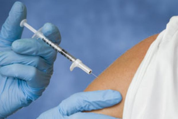 A covid vaccine syringe