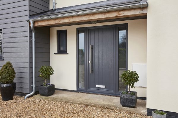 A domestic front door with security lock