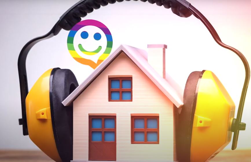 A house with headphones on