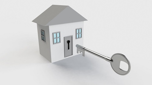 A house and a giant key
