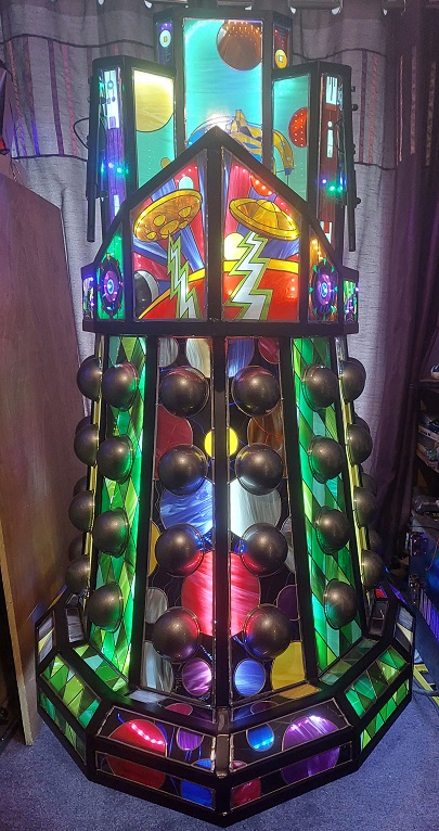 Doctor Who's Davros in 3D stained glass effect.