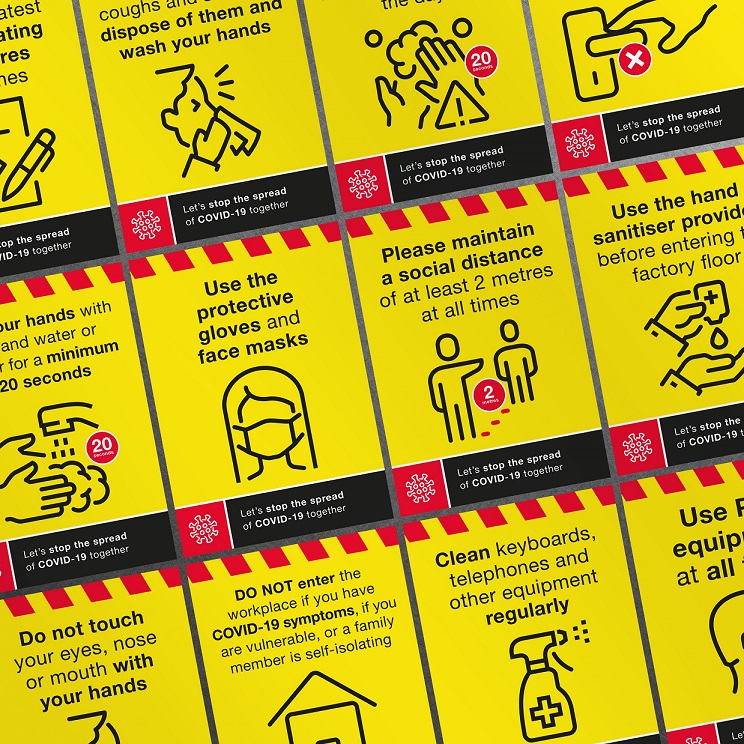A range of messages are depicted in Epwin's work safety posters.