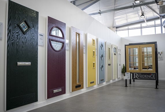 A composite door showroom