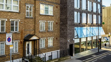 Glass rainscreen cladding panels at the new London Premier Inn.