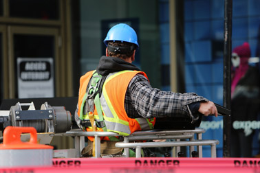 Hi Viz Jacket and safety helmet