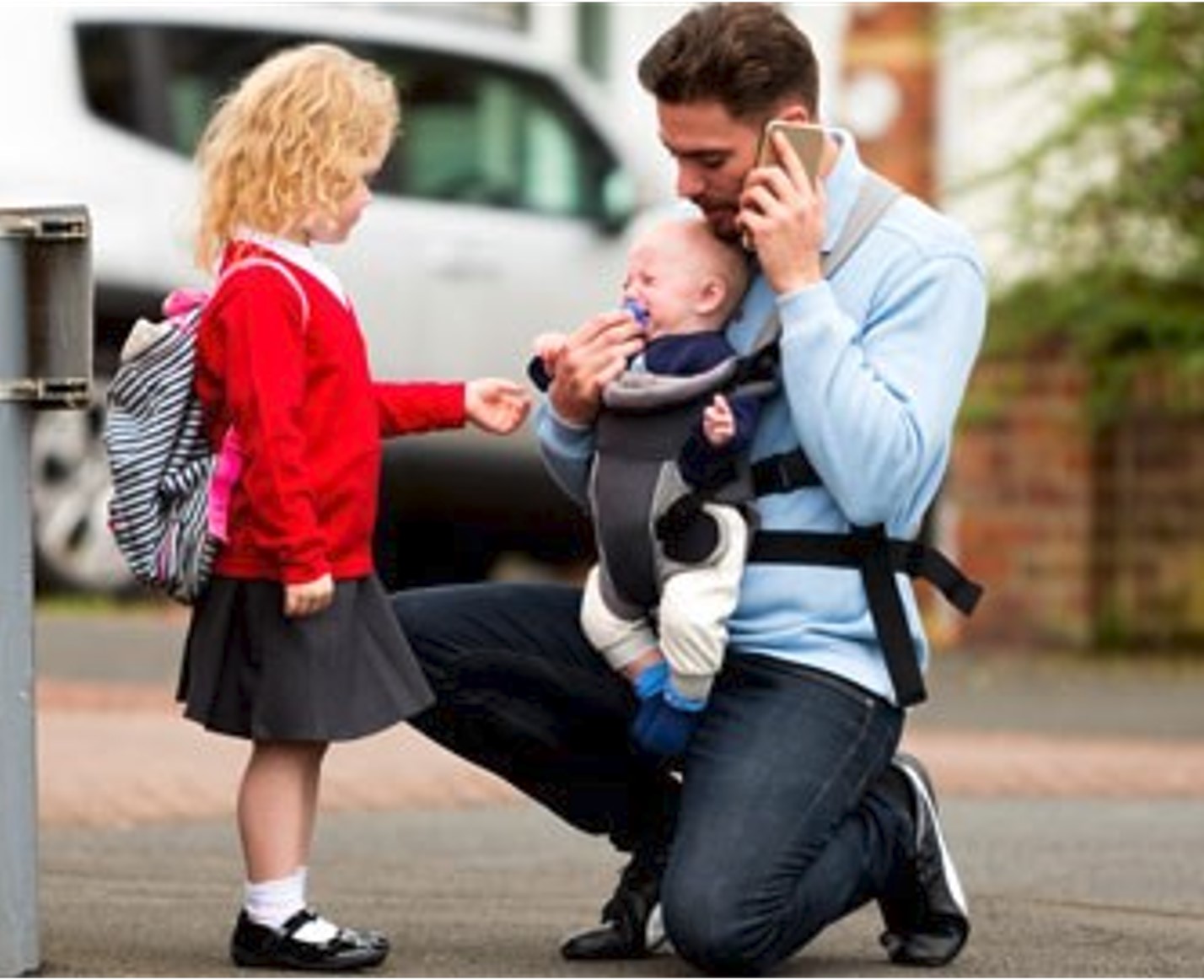 A man doing the school run