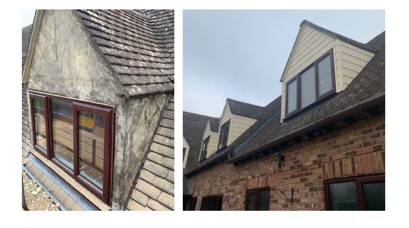 Before and after of a new dormer window