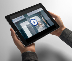 Sheerline's video website displayed on a tablet