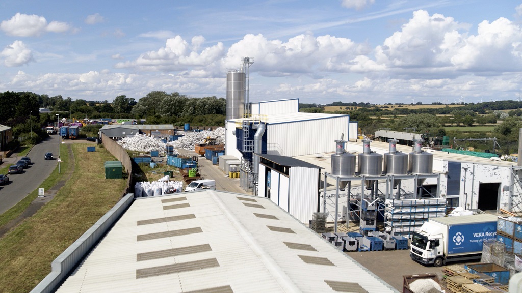 Low angle view of Veka Recycling factory